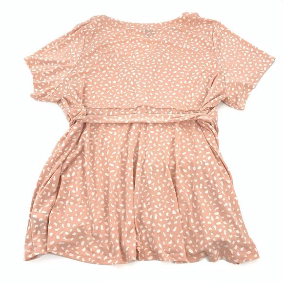 Torrid Polka Dot Print Tunic Top Size 4 / 4x Womens Peach Orange Pink White Plus - Picture 2 of 7